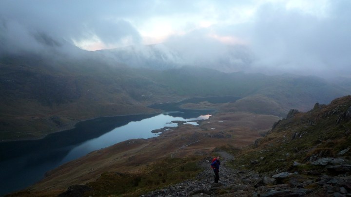 Me on the last leg of the Snowdon Horseshoe. trying to finish the walk before it gets dark.