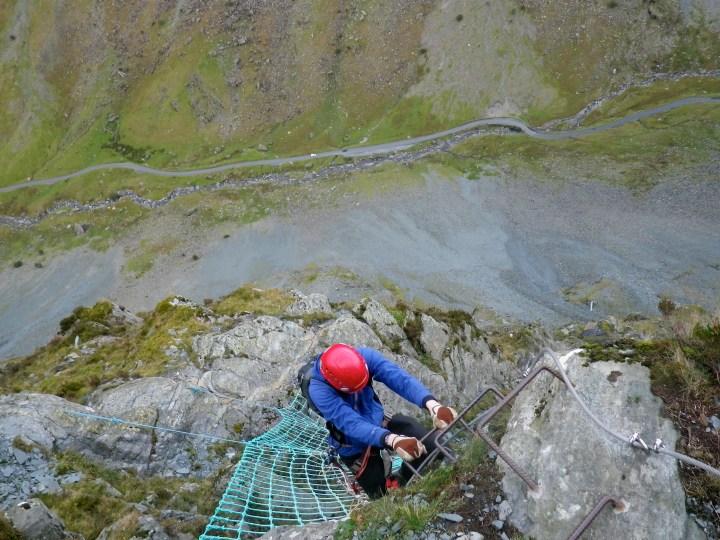 Me climbing off the top of the cargo net.