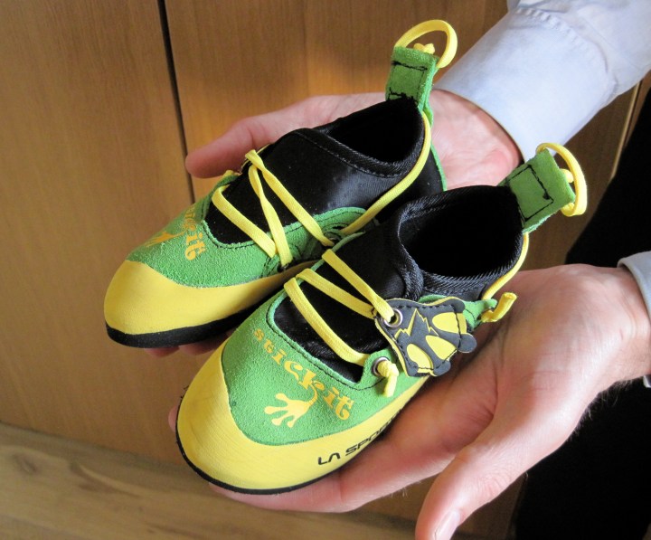 The La Sportiva Stickit kids' rock shoes that I won.