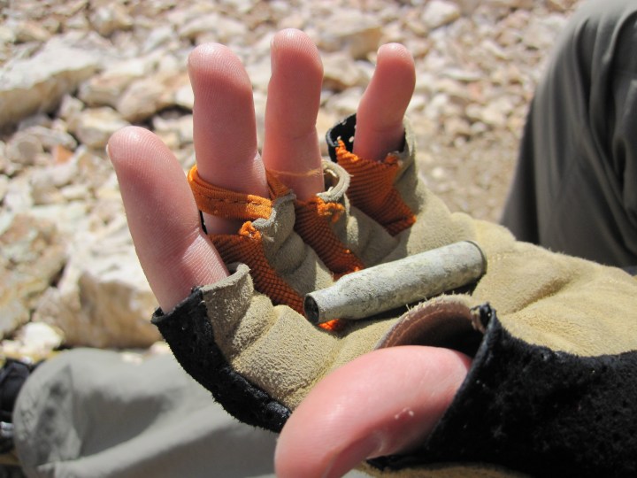 A WW1 bullet casing on Tofana di Dentro on the Via Ferrata Lamon.