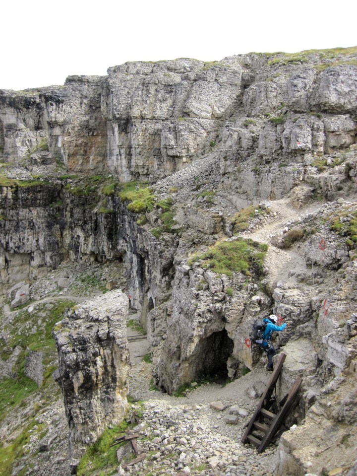Climbing on the via ferrata on Monte Piana.