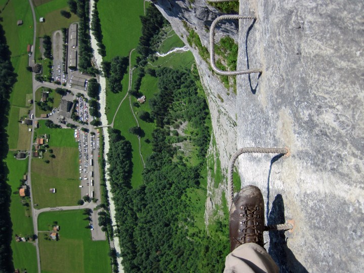 The view down as I traversed across the Lauterbrunnen cliffs.