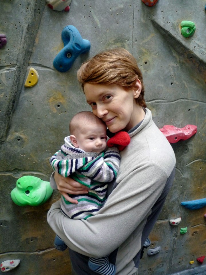 Leo and Valerie at the climbing wall.