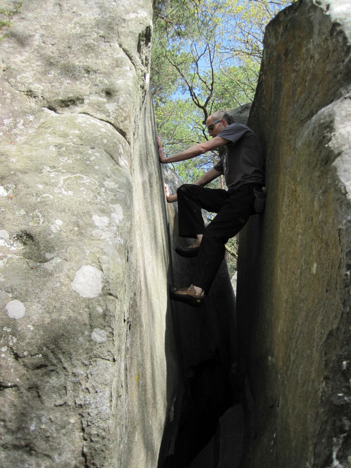 Me climbing a yellow route at Mont Aigu.