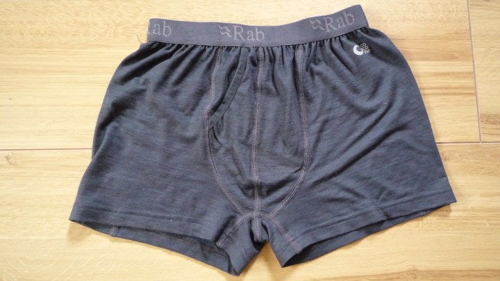 Boxer shorts from Rab made out of 120 weight MeCo fabric.