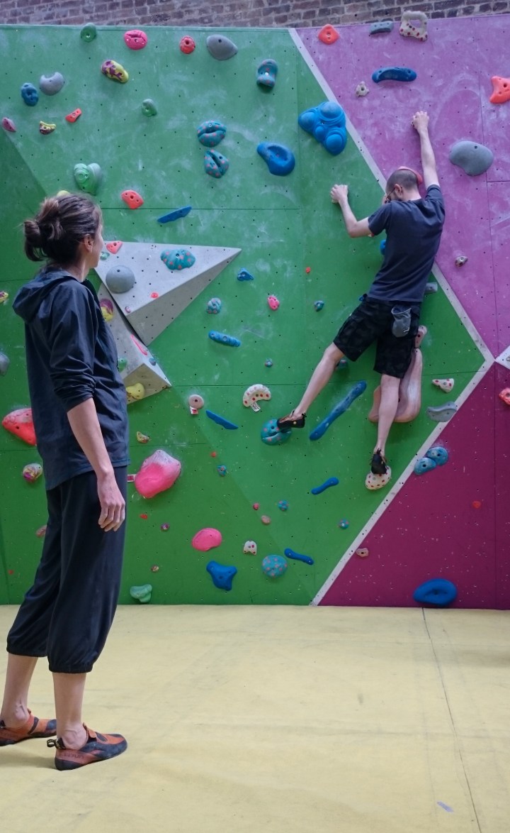 Alice coaching me on how to climb in a more fluid way.