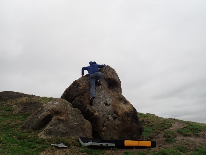 On the problem Both Blocks (ungraded) on the EM CM 1968 Boulder at Little Almscliff.