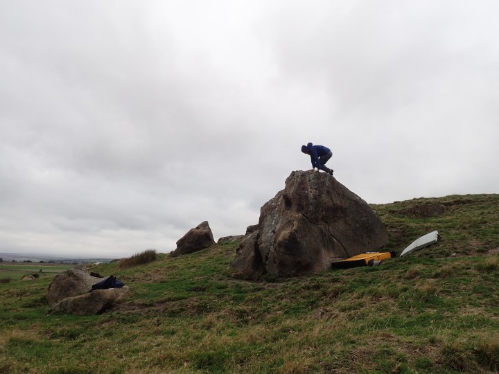 Two Kite (3) on the EM CM 1968 Boulder at Little Almscliff.